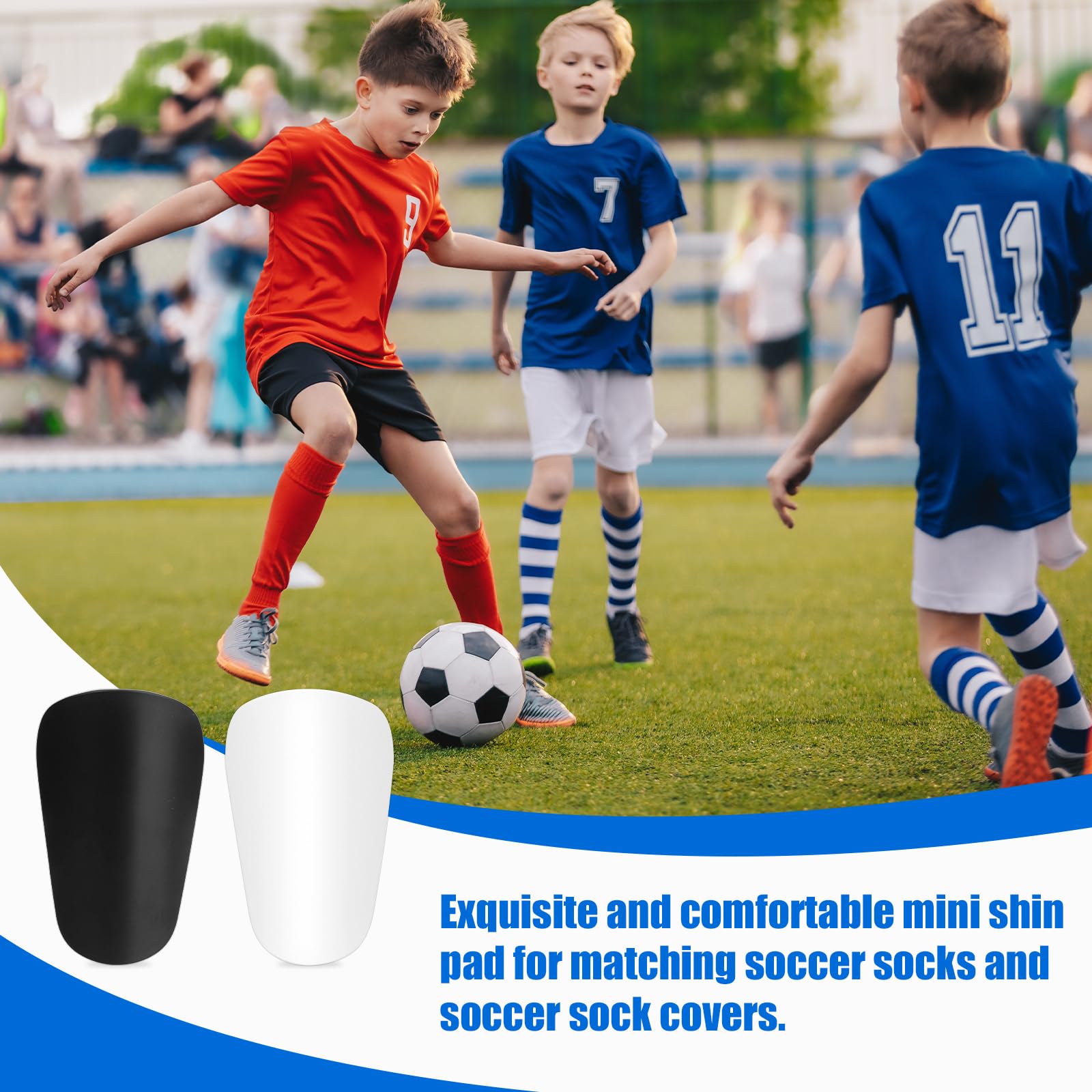 4pcs Extra Mini Soccer Shin Guards, 3.94x2.36in Comfortable Small Football Shin Pads Protective Equipment for All Ages Boys Girls Women Men Wear with Grip Socks