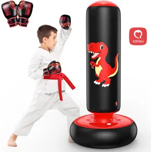 QPAU Inflatable Punching Bag 48 Inch Stable Boxing Bag Without Pump for Kids 3-6 Dinosaur Toy Gift for Boys Girls Karate Taekwondo Training Equipment