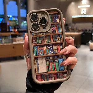Phone Case Suitable for IPhone 11/12/13/14/15/16/17 Pro Promax Air Plus,Cartoon Bookshelf Advanced Fashion Gift Drop Protection Shockproof Soft Silicone Smartphone Cover, Accessories, Cellphone