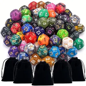 28/35/42/49pcs Polyhedral Dice Durable with 4/5/6/7pcs Black Storage Bag Color Number Polyhedra Dice RPG D&D Role-playing Games Accessories Polyhedral Dice Set