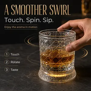 Macallan-Style Home Whiskey Glass Set — Premium Rotating Tumblers with Luminous Coasters. An Exquisite Gift for Whiskey Enthusiasts, Fathers, and Boyfriends—Perfect for Bars, Nightclubs, and Parties.