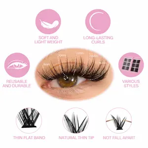 SkyBeauty Lash Clusters – Soft Lightweight DIY Lash Extensions Kit (Reusable Wispy Volume Lashes)