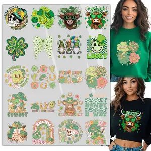 20 Sheets St. Patrick's Day Green DTF Transfers Ready to Press Iron on Transfers for T-Shirts,Transfers Stickers for St. Patrick's Day Shirt Clothes Bag Pillow DIY Crafts,Iron on Decals Heat Transfer