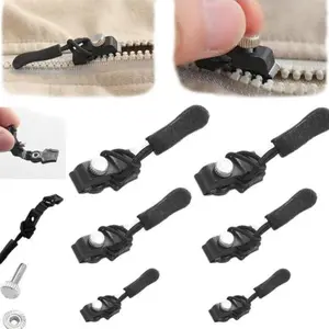Universal Zipper Repair Tool, 3/6/12pcs Replacement Kit, Zipper Repair Tool for Backpack, Clothes, Jacket, Bag, Outdoor Detachable Multi Size Universal Adjustment Zipper Head Replacement Set, Durable Metal Zippers