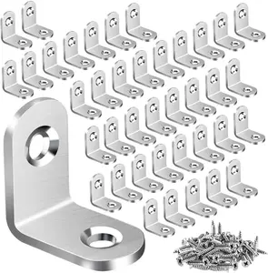 40PCS L Bracket Corner Brace, Stainless Steel L Brackets for Shelves, Metal Corner Bracket, Small Right Angle Brackets for Wood Furniture Chair Drawer Cabinet with 80PCS Screws (0.79 x 0.79 inch