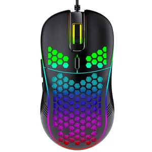 Honeycomb Wired Gaming Mouse with RGB On/Off Switch, 7200 Adjustable DPI, Ergonomic Lightweight Design & High Precision Sensor for PC/Mac Gamers