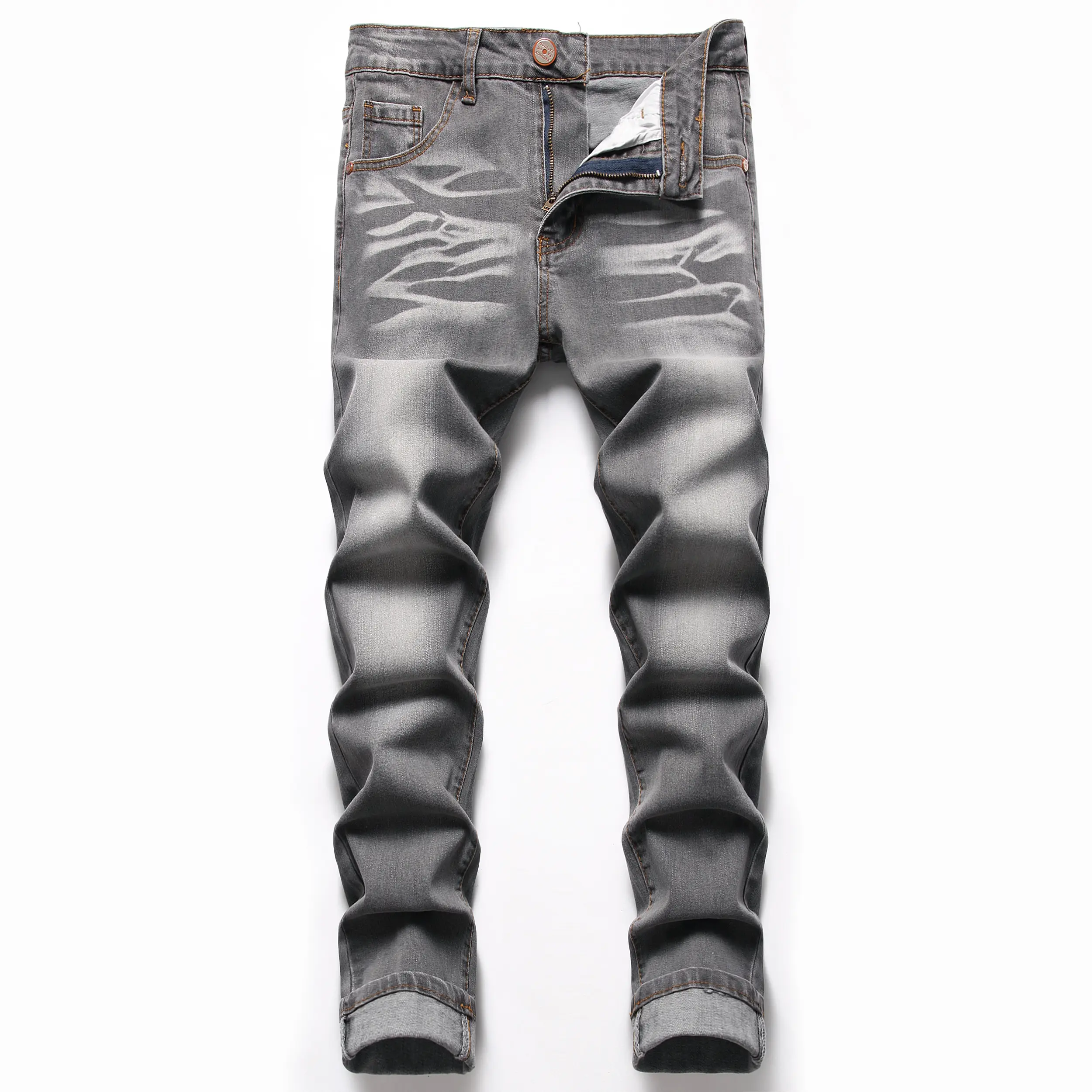JUNBAOSS Mens Slim Fit Stretch Jeans Ripped Skinny Jeans for Men, Distressed Straight Leg Casual Fashion Comfort Flex Waist Denim Pants, Menswear Classic Street Style Cotton Fabric Jean Natural Hipster Personalized Stylish Jeans with Pockets