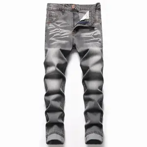 JUNBAOSS Mens Slim Fit Stretch Jeans Ripped Skinny Jeans for Men, Distressed Straight Leg Casual Fashion Comfort Flex Waist Denim Pants, Menswear Classic Street Style Cotton Fabric Jean Natural Hipster Personalized Stylish Jeans with Pockets