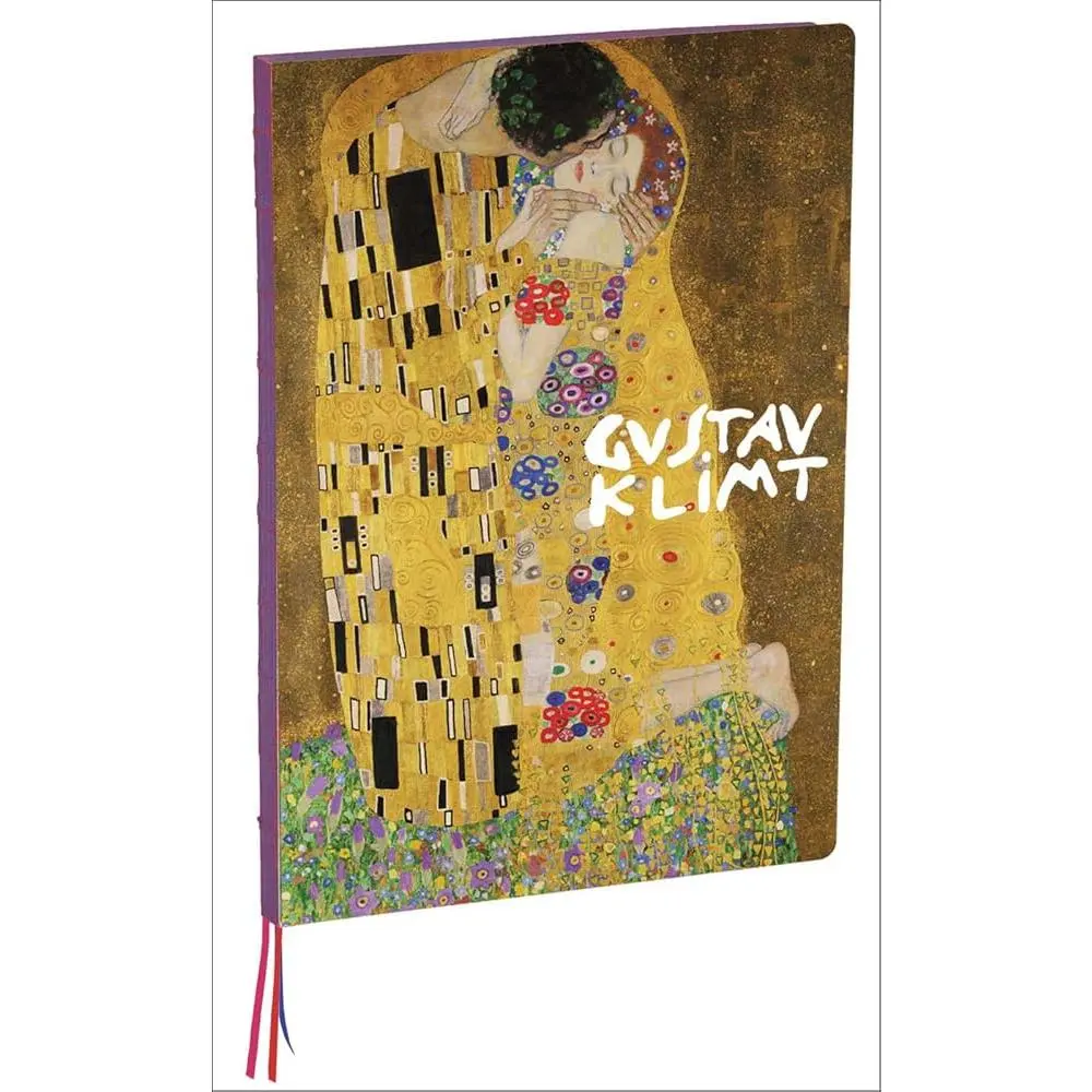 teNeues A4 Hardcover Artboard Cover Notebook - The Kiss Painting by Gustav Klimt, 11.75 x 8.5 inches, 230 Dot-Grid Pages, Exposed Lay Flat Bind, 3 Ribbon Markers, Sprayed Edges, Office Stationery