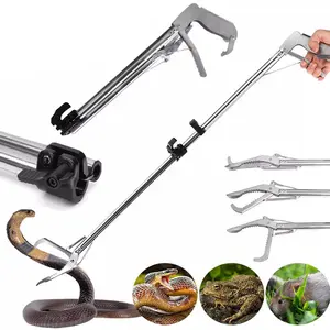 HOMEYA 52“ Snake Tongs Collapsible Grabber, Professional Reptile Snake Catcher Wide Jaw Handling Tool, Stainless Steel Snake Hook
