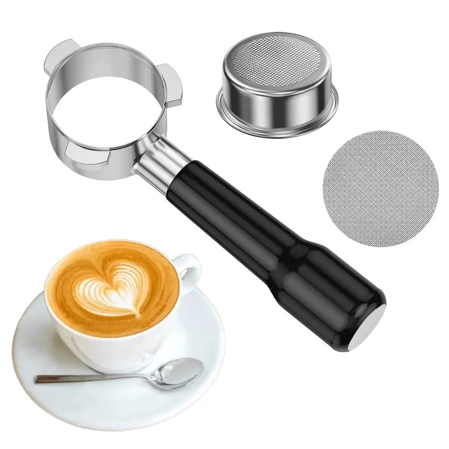 54mm Bottomless Portafilter, Naked Portafilter Fits Barista Express and 54mm Machines, Espresso Bottomless Portafilter with Puck Screen 53.5mm and Stainless Steel Filter Basket