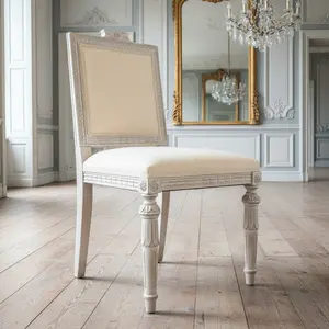 Gustavian Dining Chair, White Linen