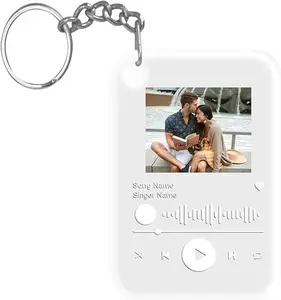 EGD Personalized Spotify Plaque Keychain | Customized Valentines Day Gifts For Men & Women | Customize Your Own Acrylic Key Ring With Your Favorite Song & Photo