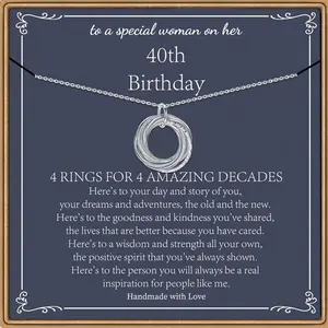 Sterling Silver Chain Circles Necklace 30th 40th 50th 60th 70th 80th 90th Birthday Necklace for Her Woman 30 40 50 60 70 80 90 Years Old Birthday Gifts for Women