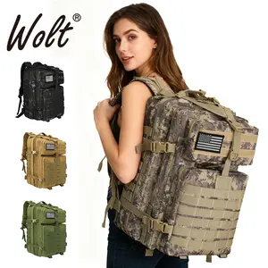 WOLT Women's Everyday Carry Backpack - Stylish 45L Tactical Daypack for Work, Travel & Hiking | Waterproof with Laptop Sleeve & Organizer,Hospital Bag Mom black