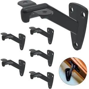 6 Pcs 3 Inch Heavy Duty Black Hand Rail Brackets Support for Indoor Outdoor Stairs, Banister Brackets for Stairways Stair Railing