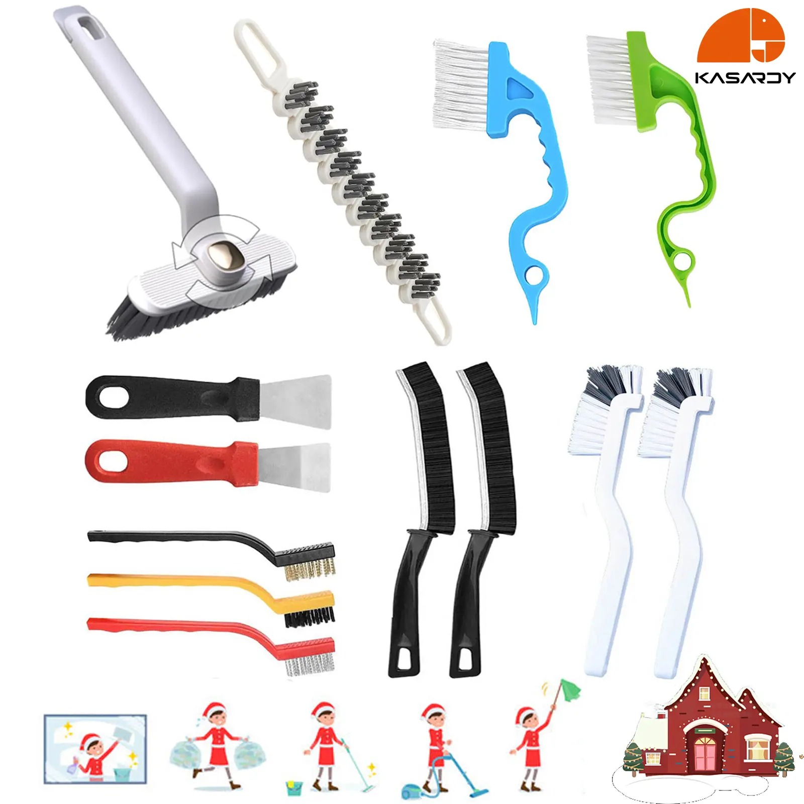 13 Pcs Crevice Cleaning brush, Hard Bristle Gap Brush, for Bathroom Household Kitchen Tiles Window Crevice Cleaning, Spring Cleaning Tool