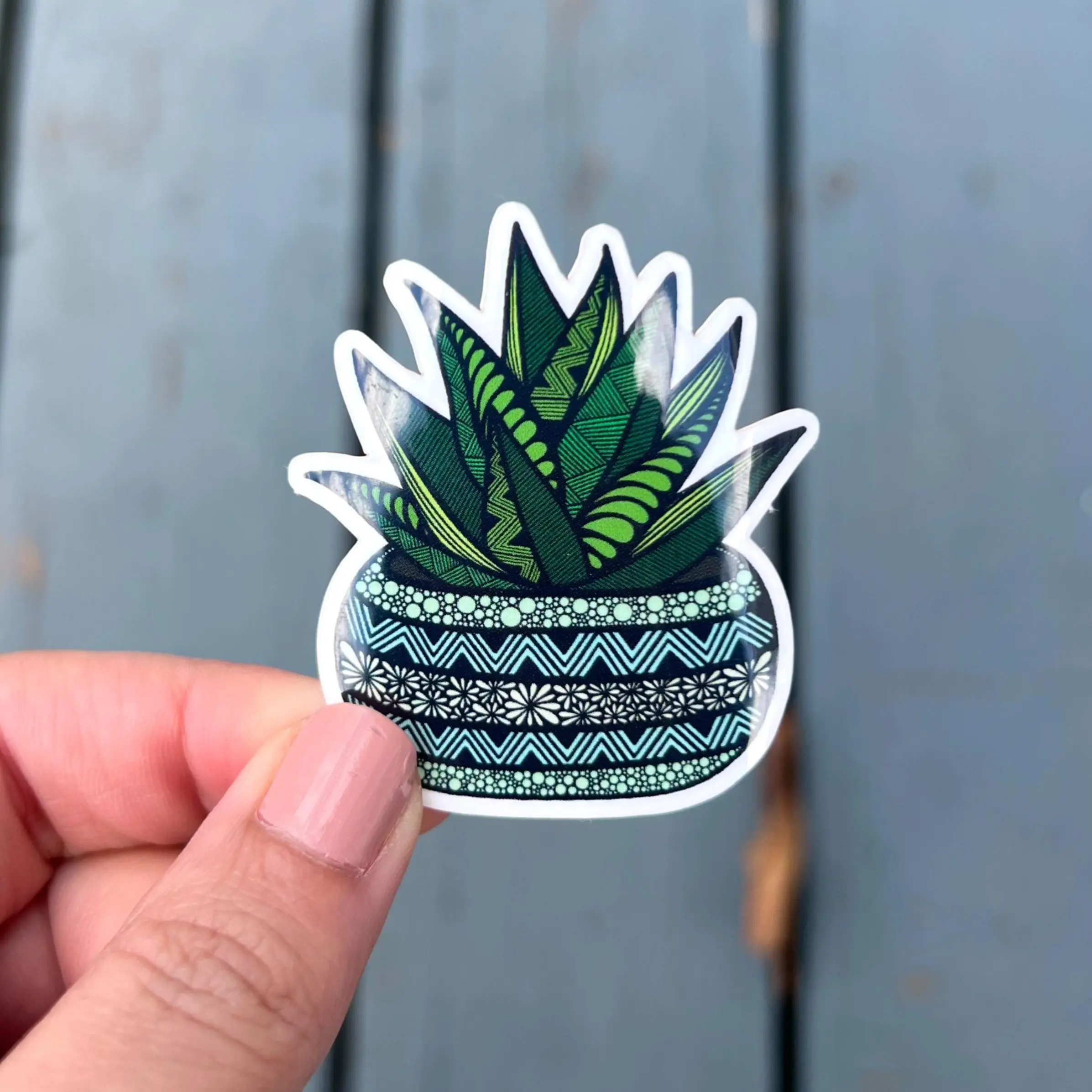 Succulent Plant Mini Sticker, Vinyl Potted Plant Sticker, Green Sticker for House Plant Lovers