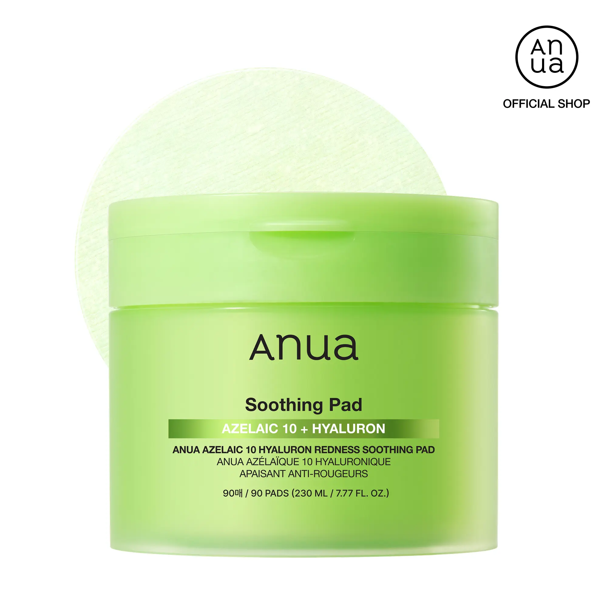 [Anua] Azelaic 10 Hyaluron Redness Soothing Pad 230ml 90Pads | Non-Comedogenic Korean Skincare Sebum Control Calming Irritation Cica Complex