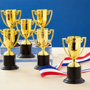 12 Mini Participation Trophies, Sports Awards for Kids, Small Plastic Reward Cups (4 Inches), Ideal for Competitions