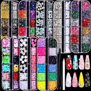 Nail Charms and Rhinestones Kit with 8 Boxes of Nail Gems, Nail Pearls, 3D Cross Heart Charms, Gold Flatback Rhinestones, and Nail Art Tools – Perfect for Nail Design, Manicure, and DIY Craft Projects