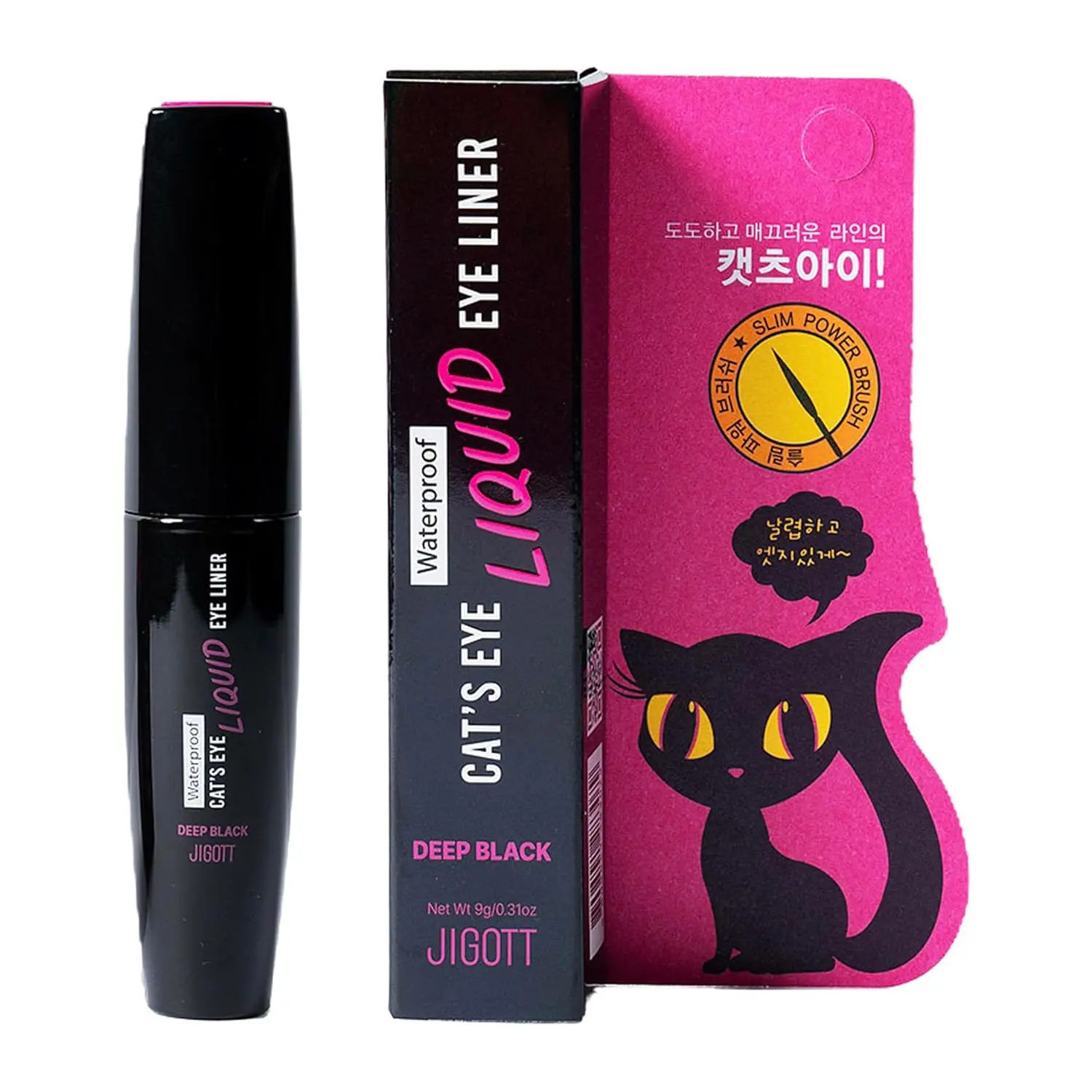 Jigott Cat’s Eye Waterproof Liquid Eyeliner (Deep Black) - 0.31 oz/9g - Cosmetic, Lipliner