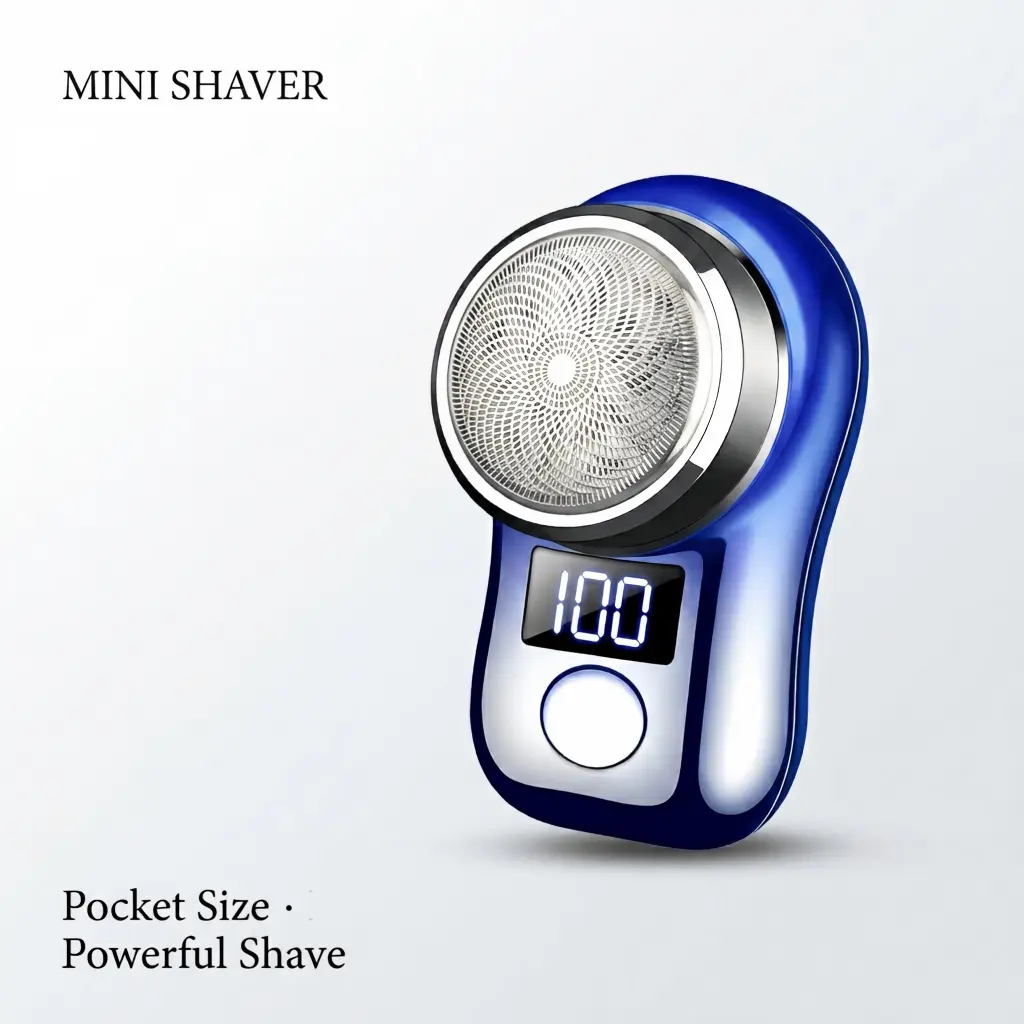 Ice Electroplated Mini Rotary Electric Shaver for Men, Digital Battery Display Curved Handheld Pocket Razor, USB Rechargeable Compact Travel Car Grooming Tool, Floating Close Shave Cutter Head, Practical Gift for Husband Dad Boyfriend
