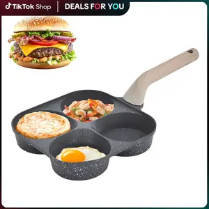 4-Hole Non-Stick Frying Cookware, Breakfast Pan for Fry Eggs & Toast, Easy Clean, Gas & Induction Compatible, Quick Meal Kitchen Gadget
