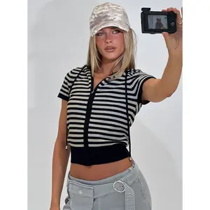 Kahlee Zip Through Hoodie Grey / Black Stripe