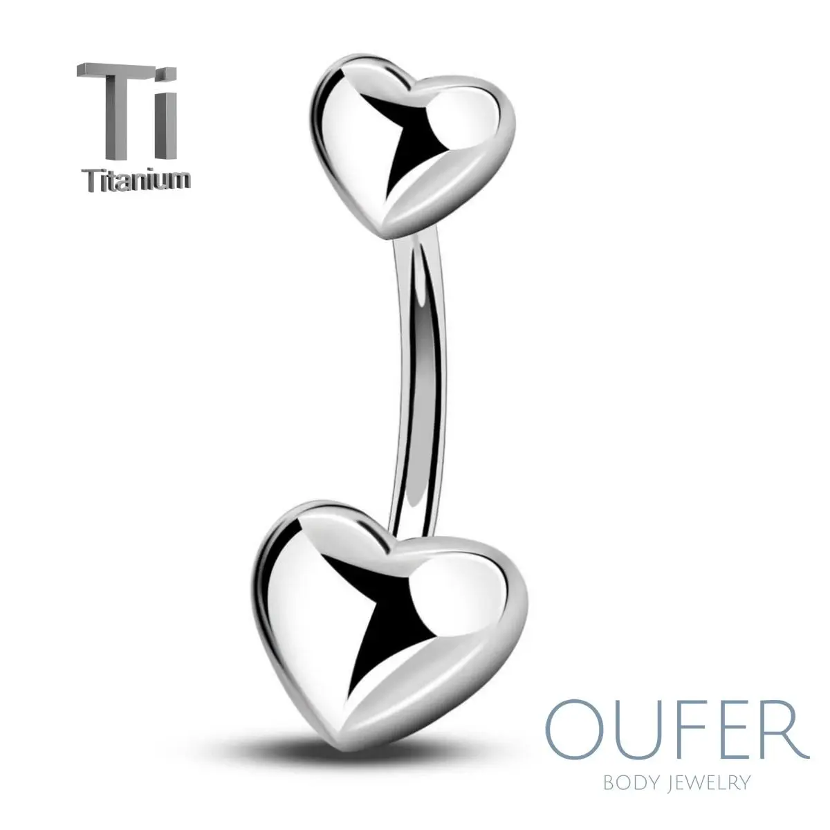 OUFER BODY JEWELRY Belly Button Ring in ASTM F-136 Titanium, Women's Basic Heart Body Piercing Jewelry, Water-Safe & Internally Threaded, Belly Button Rings, Female, Body Piercings