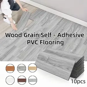 10Pcs Luxury Wood Grain Self - Adhesive PVC Flooring, Detachable Vinyl Floor Stickers, Kitchen Floor Tiles, Bedroom Floor Decoration Stickers, Self - Adhesive Flooring, Indoor Floor Stickers