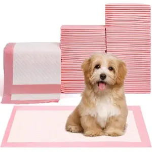 100-Piece Disposable Pet Potty Training Pads, 18in x 13in Quilted Top Cotton Filler Pet Toilet Mat - Quick Drying, Leak-Proof, Odor Control Urine Pads for Dogs, Cats (Pink) Dog Accessories,summervibes