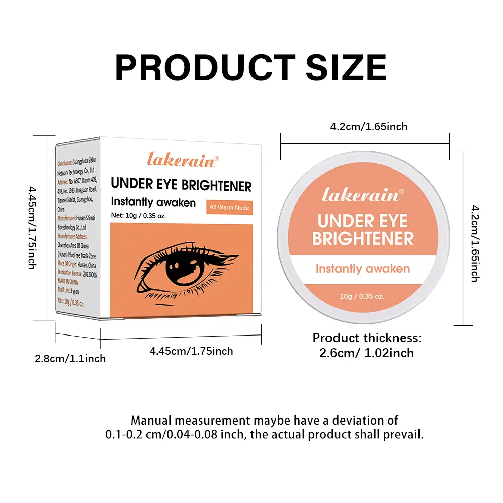 Instant Awaken Under Eye Brightener Cream Waterproof Friendly Concealer, Soft Blending Texture For Natural Everyday Eye Makeup Look