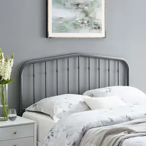 Modway Lennon Queen Metal Headboard in Gray