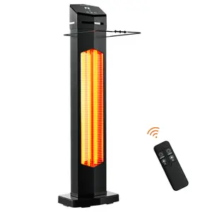 Patio Heater for Outdoor Use,1500W Infrared, 36 in Portable Tower Heater, 3 Levels, IPX5 Waterproof, Tip-Over&Overheat Protection for Garage, Indoor, Large Room, Backyard, Home