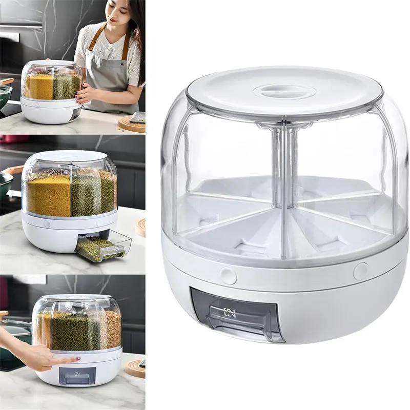 1PC Large Capacity Plastic Rotary Grain Dispenser - Moisture-Proof, Insect-Proof Food Storage Container for Rice, Flour, Pet Food, Ideal for Household Kitchen Cooking Use