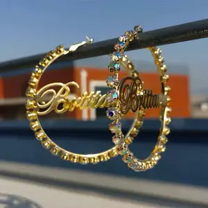 Customized Hoop Earrings for Women, Personalized Metal Circle Earrings with Adjustable Size (  MADE TO ORDER)