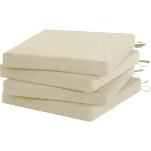 Outdoor Chair Cushion Set of 4 Rainproof & Color Fade Resistant 19 x 19 x 2 in Square Corner Patio Furniture Cushions with   Zipper Attach Ties for Dining Table Chairs Seats