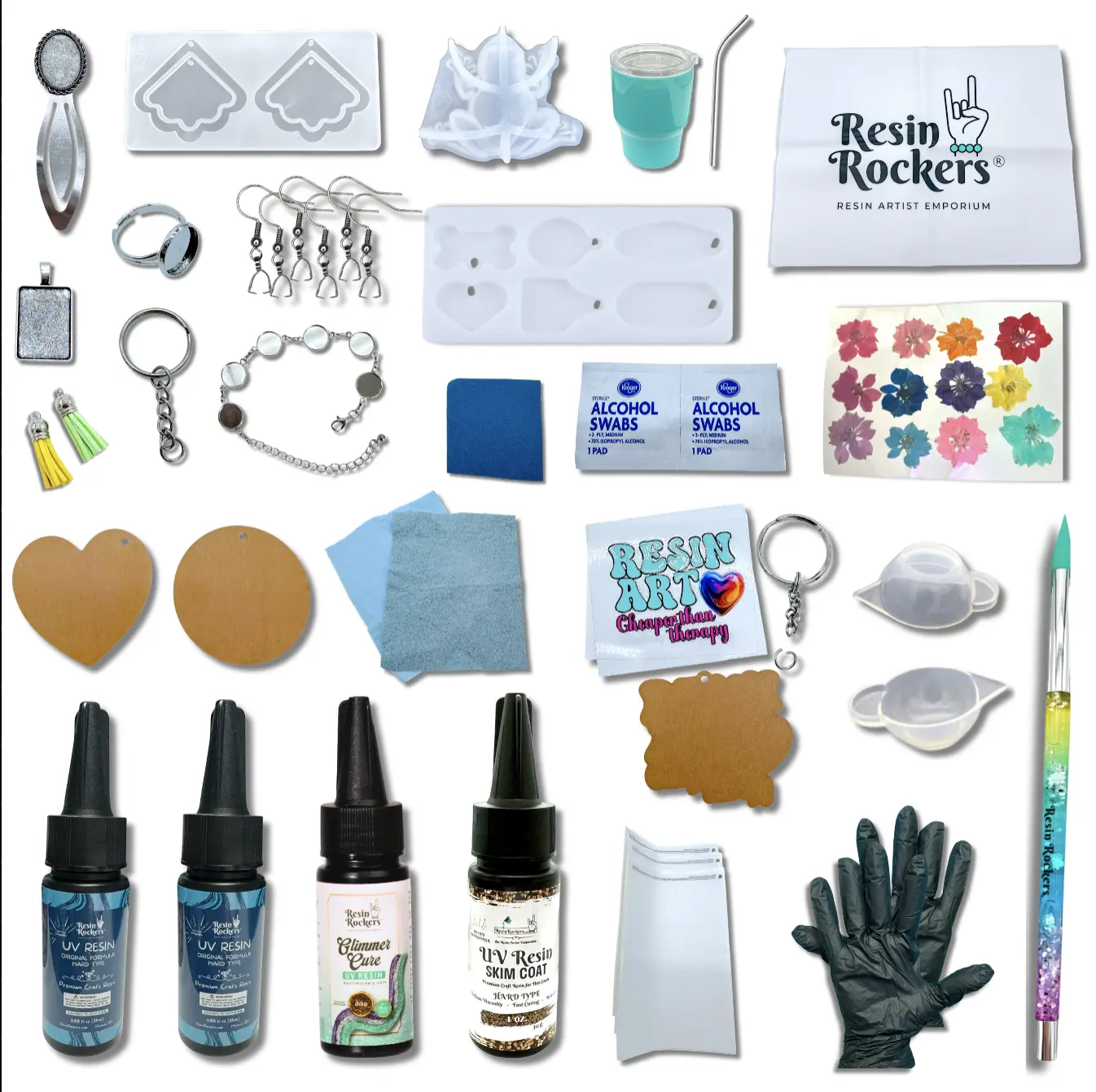 Resin Rockers Ultimate UV Resin Perfect Project Box with Molds Alcohol Swabs Gloves for Crafting