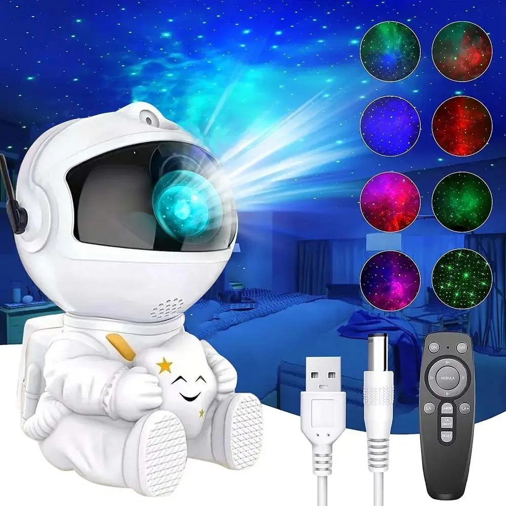 Astronaut Galaxy Nebula Aurora Projector Toy Lamp - Adjustable RGB Lighting, Color Changing Customizable LED Lights, Remote Timer, Multiple Modes Bedroom Decor Holiday Gift