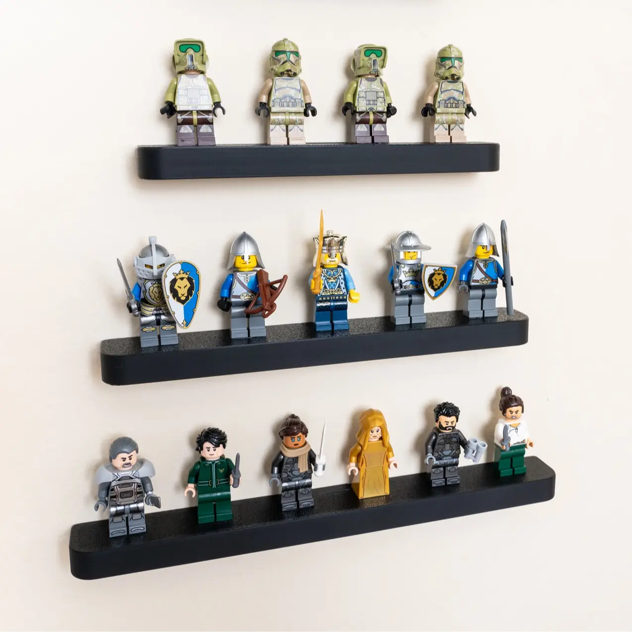 Floating Wall Shelves for Brick Built Minifigures Floating Wall Shelves for Brick Built Minifigures