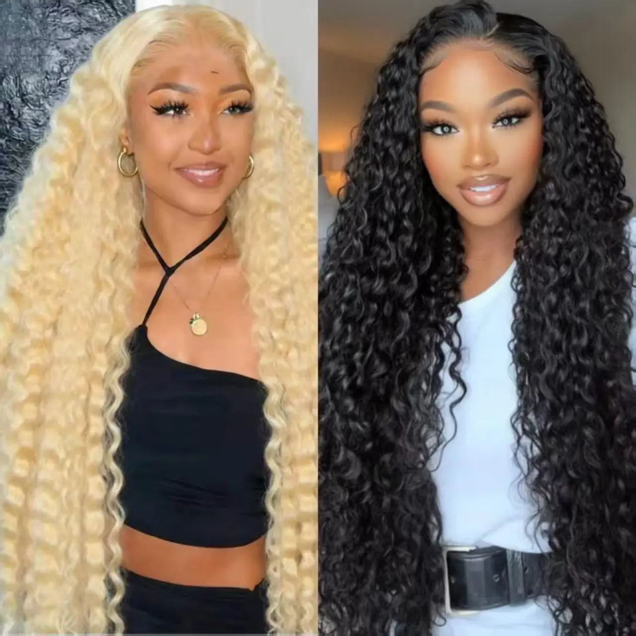 [Combo sale 28"&22"] "  2 wig" 613 Deep Wave 13x4 Lace Front Wigs Human Hair Transparent Lace Frontal HumanHair Wigs 180% Density for Woman