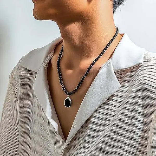 BloomWish S Necklace for Men Puka Shell Necklaces Men Jewelry Gifts Surfer Mens Necklace Beaded Choker Beach Jewelry Gift for Dad Son Husband Summer Beach Accessories