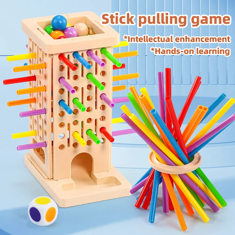 Montessori Stick Pulling Game-Colorful Fine Motor Skills Toy, Parent-Child Interactive Spatial Thinking Training Cognitive Development Educational Toy