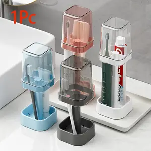 1 piece vertical simple toothbrush holder, household dental cup and toiletry storage box, suitable for toothbrush and toothpaste storage, Bathroom Accessory, Home Goods