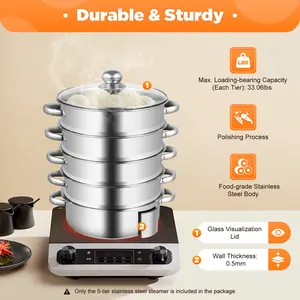 2026 Viral 5-Tier Stainless Steel Steamer - Trending DIY 33.06lbs/Tier Upper Steam Lower Cook for Family Meals