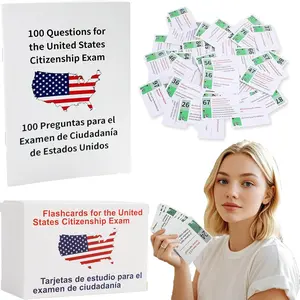 US Citizenship Flash Cards 2026 with Bilingual Booklet -English/Spanish, with 100 US Civics Questions & Answers, Naturalization Study Guide, Bilingual Test Flash Cards Combo Set (White, 100 Cards)