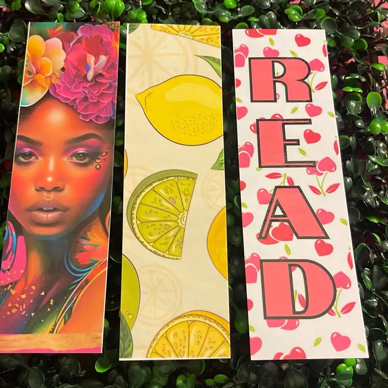 Beautiful Laminated Bookmarks - Colorful Designs Featuring Floral, Lemon, and "READ" 3 for Reading Enthusiasts