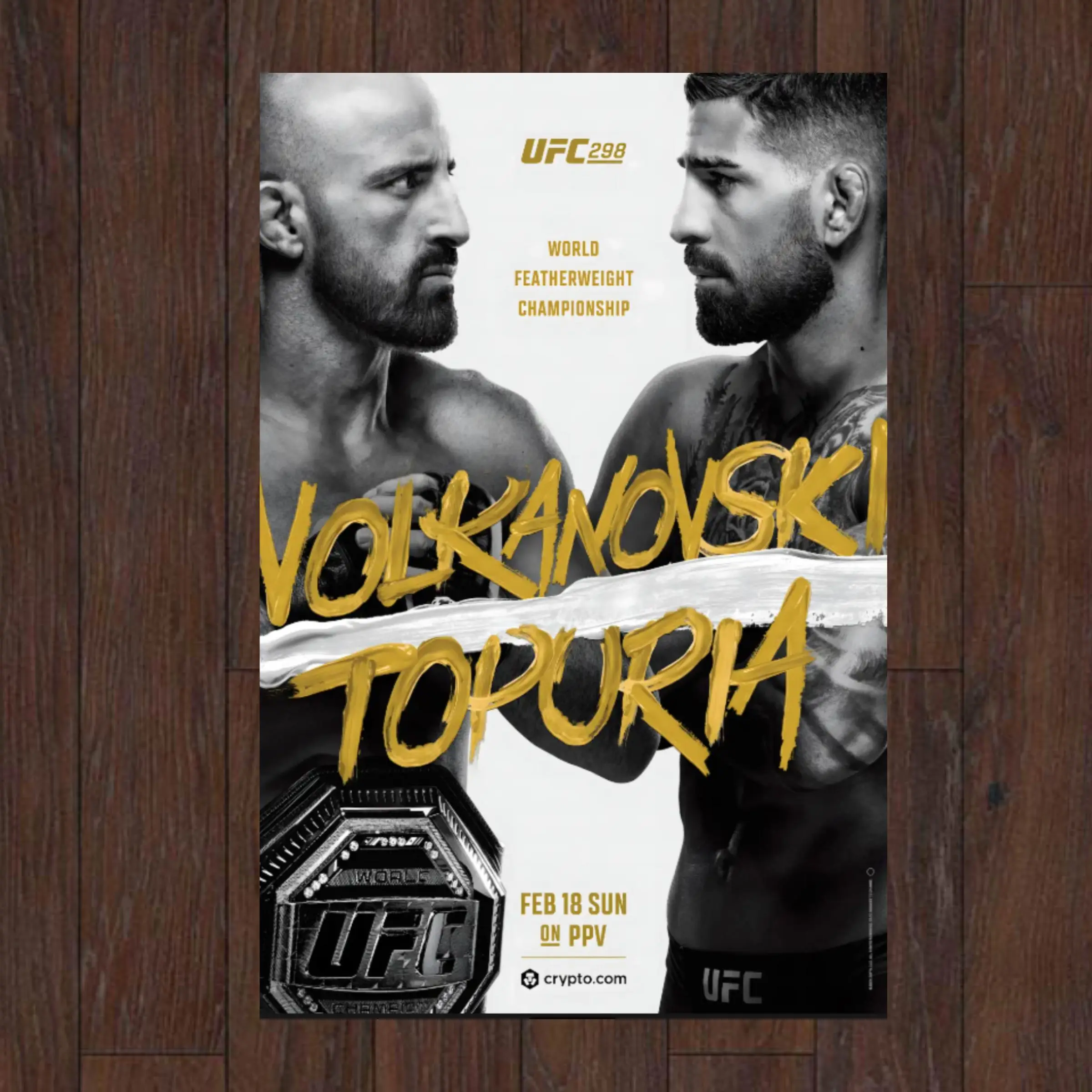 UFC 298 Alexander Volkanovski Vs Ilia Topuria Featherweight Championship Title Whittaker Costa Fight Poster, Premium Artistic Decor Wall Art Print for Room Ornaments, UnFramed