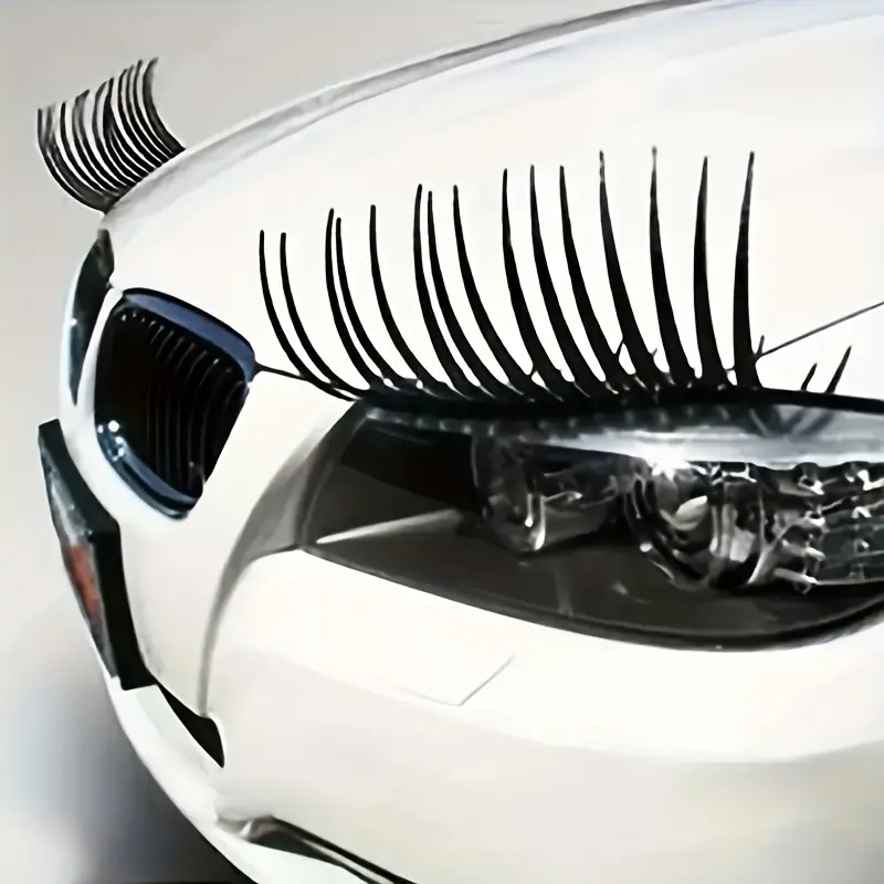 3 pairs of 3D rubber black false eyelash stickers, suitable for car headlights, decorative and self-adhesive, perfect for BMW and similar vehicles, Automotive Vehicle Accessory, Automotive Accessories